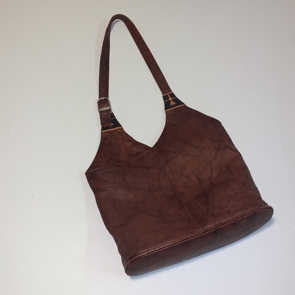 Vintage Brown Leather Boho Purse from India - Picture 3 of 11